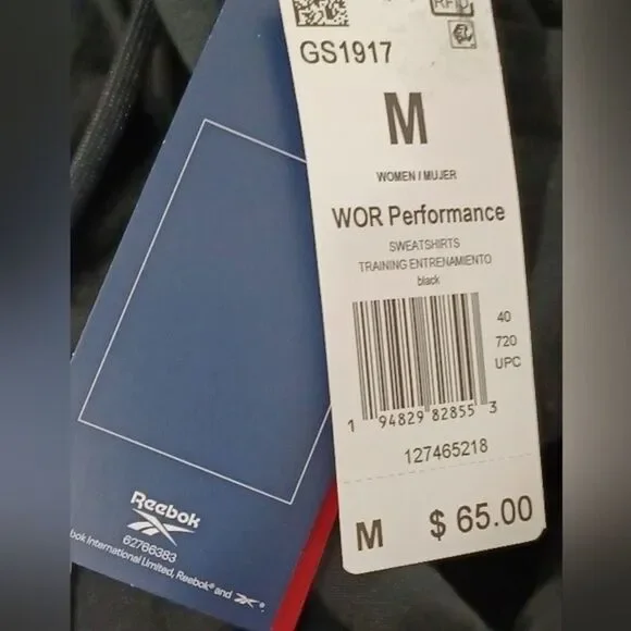 Reebok black cropped length drawstring hoodie - Picture 6 of 7